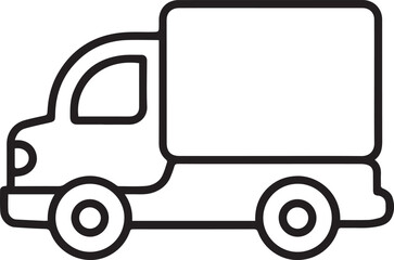 Simple line drawing of a delivery truck in profile view.