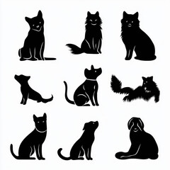 set of cats silhouettes