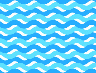 Bright seamless wave pattern in blue and cyan tones. Ideal for textile design, children's products, summer packaging, or modern aquatic-themed digital backgrounds