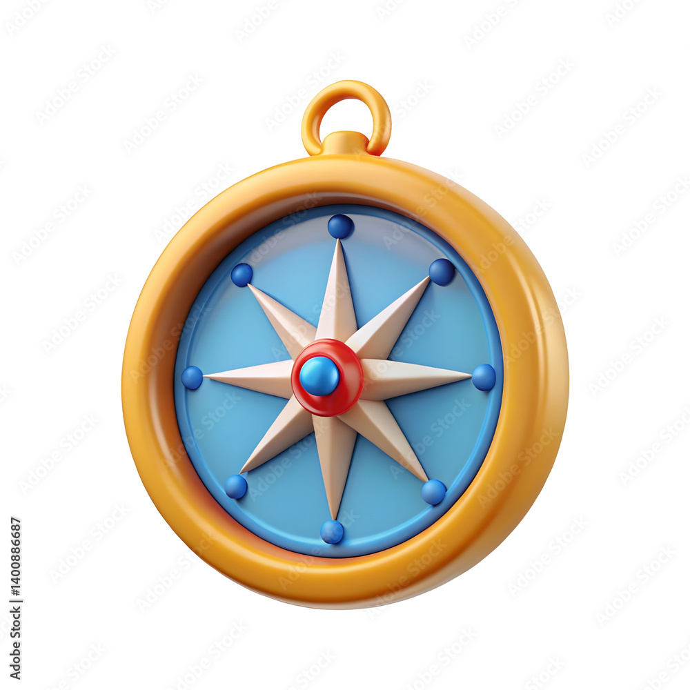 Poster navigation compass 3d rendering isolated on transparent background. cut out