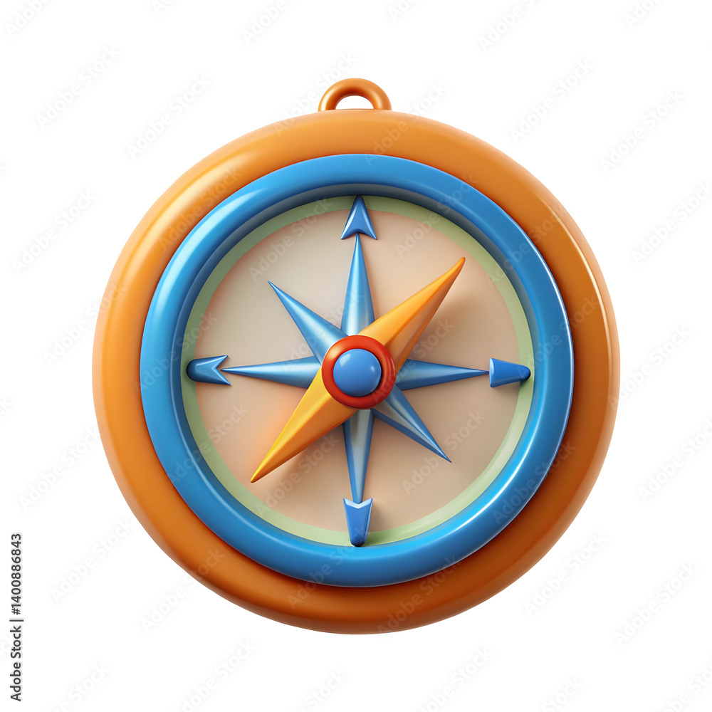 Poster navigation compass 3d rendering isolated on transparent background. cut out