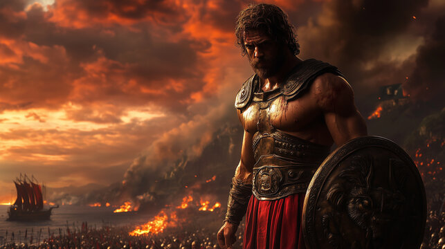 Ajax the Great, Heroic Greek Warrior on the Bloodstained Battlefield of Troy
