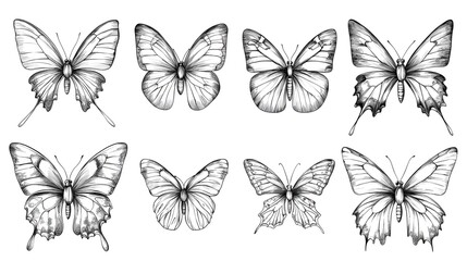Fototapeta premium Continuous Line Drawing of Butterflies