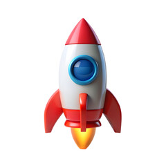 Rocket space ship 3d rendering isolated on transparent background. Cut out