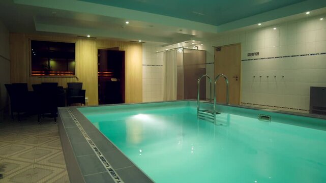 Small Hotel SPA Center with Pool, Shower, Sauna and Relaxation Corner. Spa Therapies have Existed Since the Classical Times when Taking Bath was Considered as Means to Treat Illnesses.