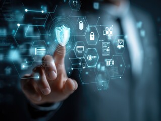 Fototapeta premium Interactive digital security interface