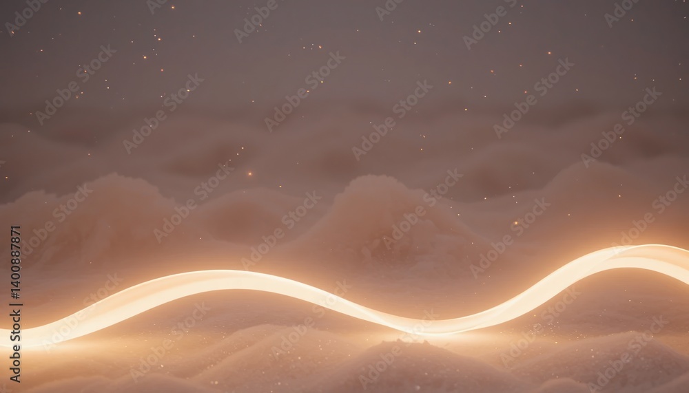 Poster illuminating light wave event over dreamy cloudscape ethereal atmosphere digital art abstract enviro