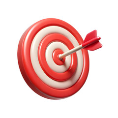 Target with arrow icon, dart on target 3d rendering isolated on transparent background. Cut out