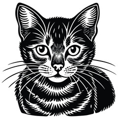 black and white cat vector
