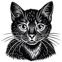 black and white cat vector