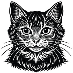 black and white cat vector