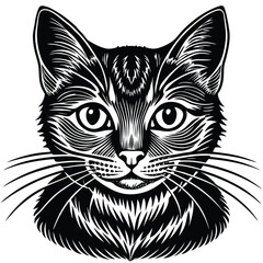 black and white cat vector