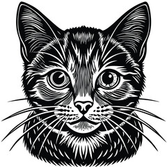 black and white cat vector
