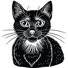 black and white cat vector