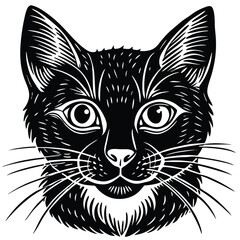 black and white cat vector