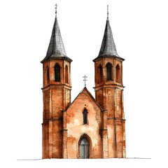 Fototapeta premium Gothic Church Towers with Ornate Facades