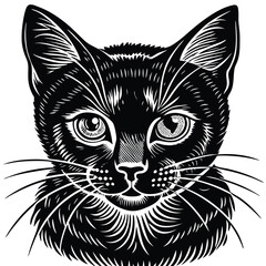 black and white cat vector