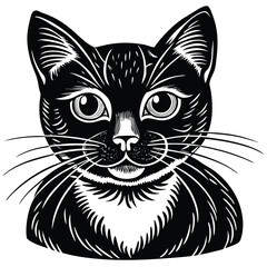 black and white cat vector
