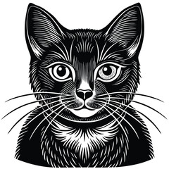 black and white cat vector