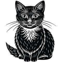 black and white cat vector