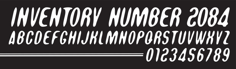 Vector round symmetrical simple cursive italic font. Set of letters and numbers of the Latin alphabet.