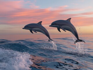 Fototapeta premium Bottlenose Dolphins jumping