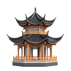 Fototapeta premium Traditional Asian Pavilion Amidst Lush Greenery