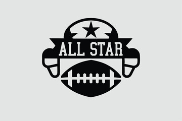 Minimalist American Football Logo with Stars and Stripes, Sports Icon Design