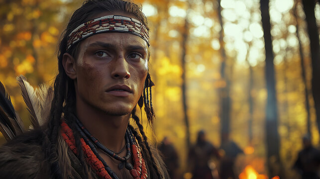 Tecumseh's Last Stand &ndash; Shawnee War Chief in Autumn Forest