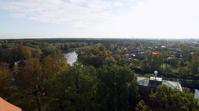 Small Rural Town Viewed from Above in Eastern Europe. Valmiera is One of the Oldest Cities in Latvia, Having Been a Member of the Hanseatic League.