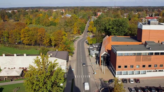 Small Rural Town Viewed from Above in Eastern Europe. Valmiera is One of the Oldest Cities in Latvia, Having Been a Member of the Hanseatic League.