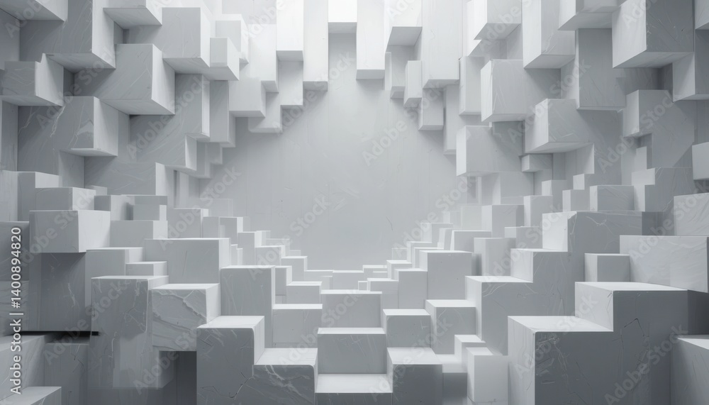 Poster exploring abstract architectural design modern gallery 3d visual art minimalist environment perspect