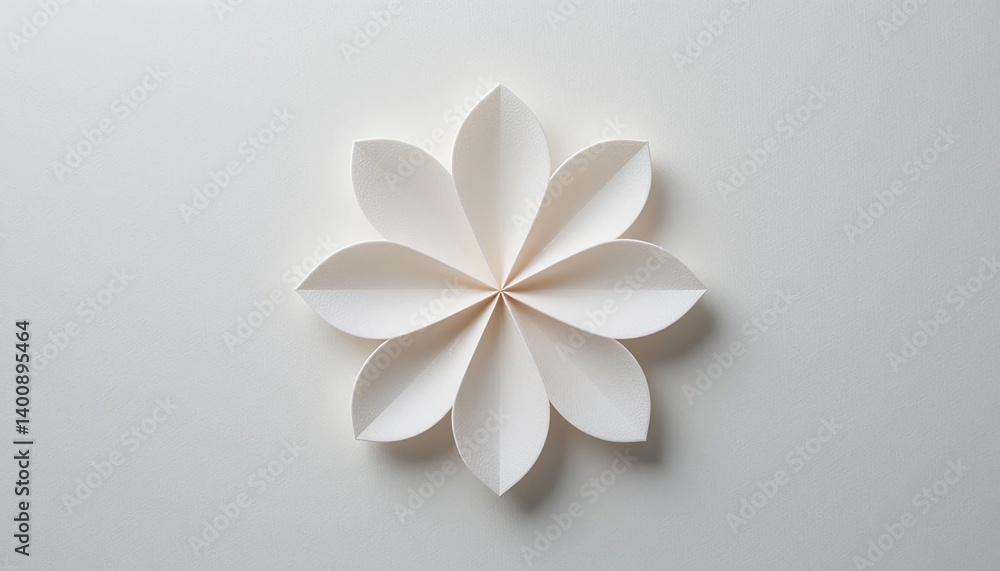 Poster creating elegant paper flower art studio workspace craft project minimalist environment top-down vie