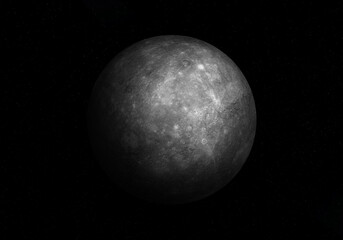 Planet Mercury in outer space. View of Mercury, planet of the solar system. Beautiful Dark...
