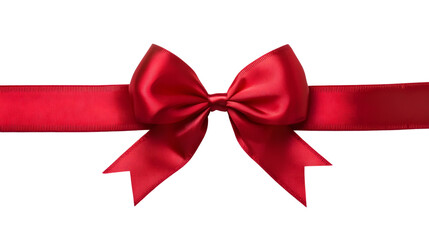 Elegant Red Ribbon Bow Isolated on White Background for Gift Wrapping and Decor