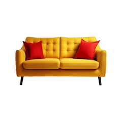 Fototapeta premium Yellow sofa with pillow on transparent background