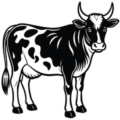 Adobe Illustrator ArtwoBlack and white cow-vector drawing-isolated white backgroundrk