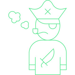Pirate with Smoking Pipe icon single vector illustration