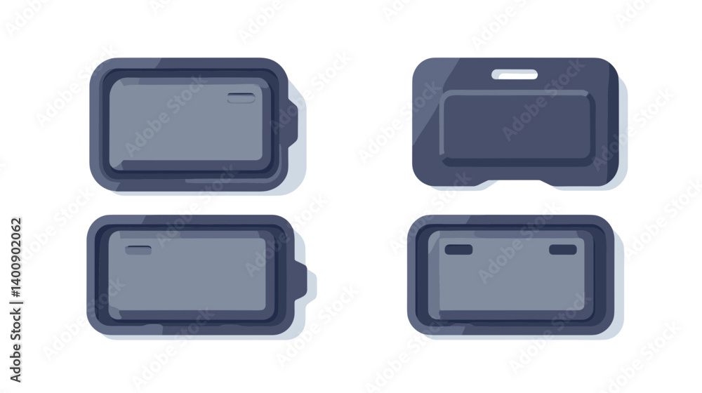 Poster Dark Grey Rectangular Pixel Art Buttons Interface Design