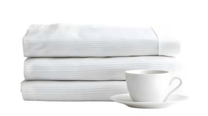 Crisp White Bed Sheets with Subtle Pinstripe - Elegant and Refreshing Bedroom Essential