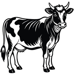 Adobe Illustrator ArtwoBlack and white cow-vector drawing-isolated white backgroundrk