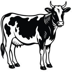 Fototapeta premium Adobe Illustrator ArtwoBlack and white cow-vector drawing-isolated white backgroundrk
