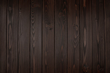 Dark brown wooden planks with natural wood grain texture. Rustic wood background. Flat lay composition with copy space. T