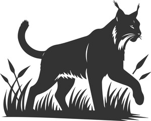 Silhouette of a lynx animal vector