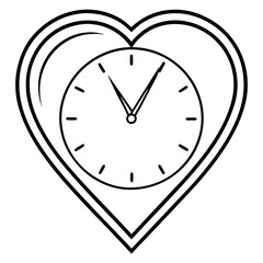 Minimalist Heart Clock Line Art
