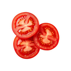 Top view of tomato slices on transparent background