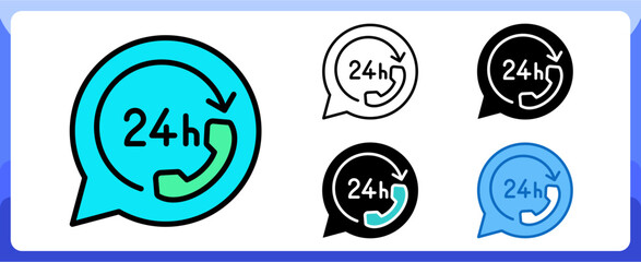 24h Call Service Icon Customer Support and Service Multi Style Design Vector Concept
