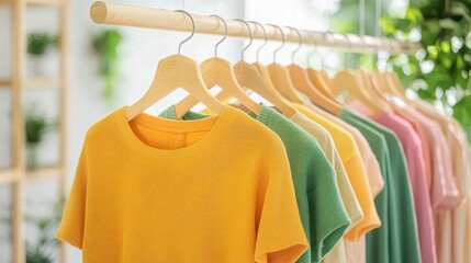 Colorful Sweaters on Wooden Hanger