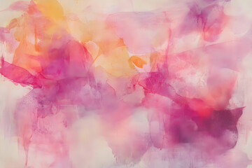 Fototapeta premium Abstract Watercolor Artwork with Soft Pink and Orange Tones Blending Harmoniously