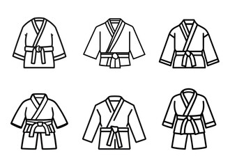 kimono icon, with different belt, karate dress, Illustration Set © vectcore